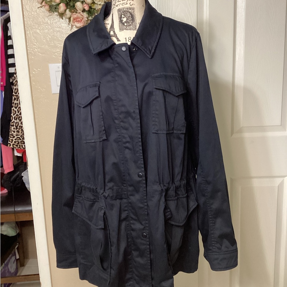 Lane Bryant Black Utility Jacket with Collared Neckline